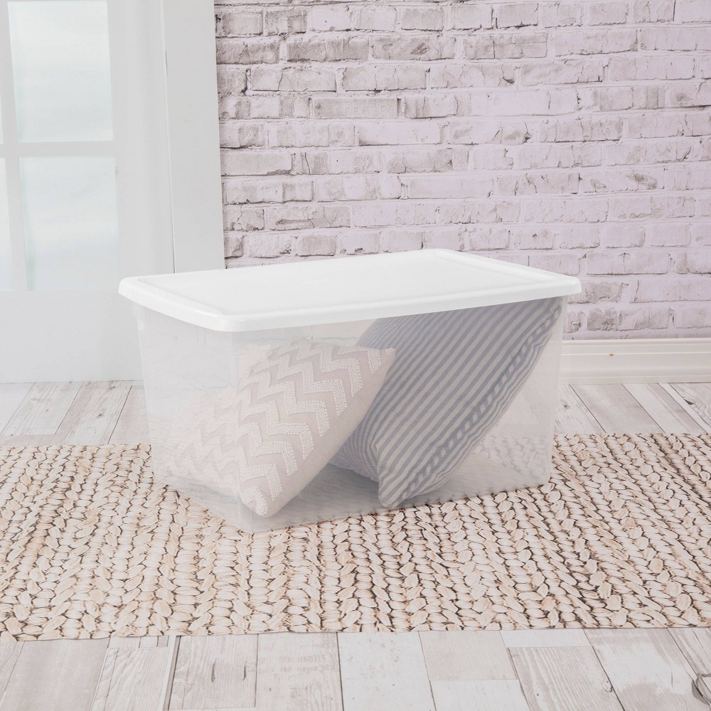 56qt Clear Storage Box with Lid White - Room Essentials™