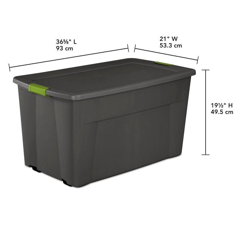 slide 5 of 6, Sterilite 45gal Latching Storage Tote - Gray with Green Latch, 45 gal