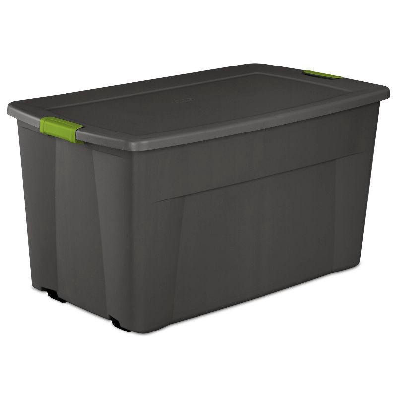 slide 1 of 6, Sterilite 45gal Latching Storage Tote - Gray with Green Latch, 45 gal