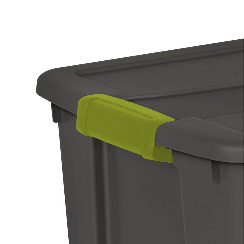 slide 3 of 5, Sterilite 12gal Latch Tote Gray with Green Latches, 12 gal