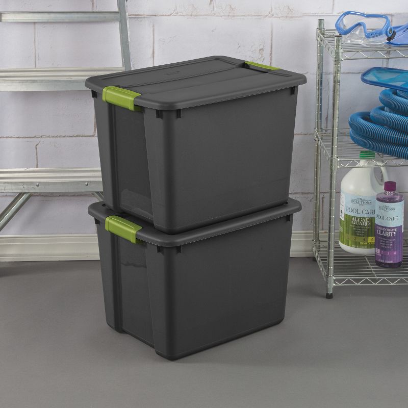 slide 5 of 5, Sterilite 12gal Latch Tote Gray with Green Latches, 12 gal