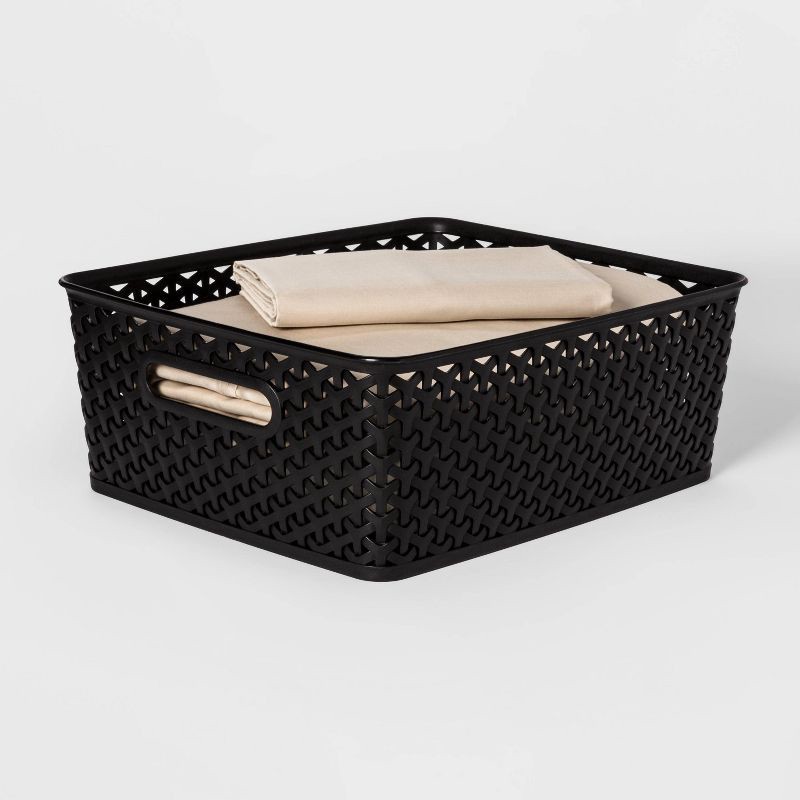 slide 2 of 7, Y-Weave Medium Decorative Storage Basket Black - Brightroom™, 1 ct