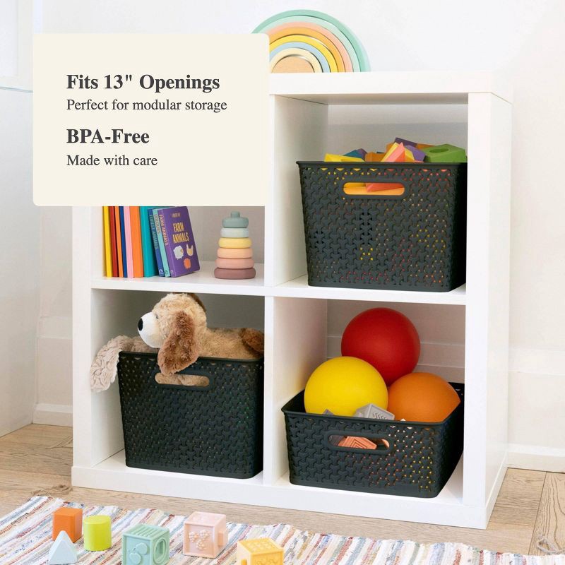 slide 4 of 8, Y-Weave Medium Decorative Storage Basket Black - Brightroom™, 1 ct