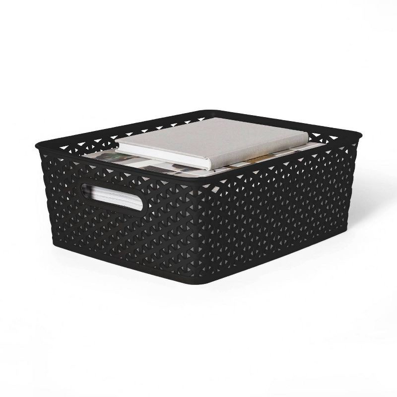 slide 6 of 7, Y-Weave Medium Decorative Storage Basket Black - Brightroom™, 1 ct