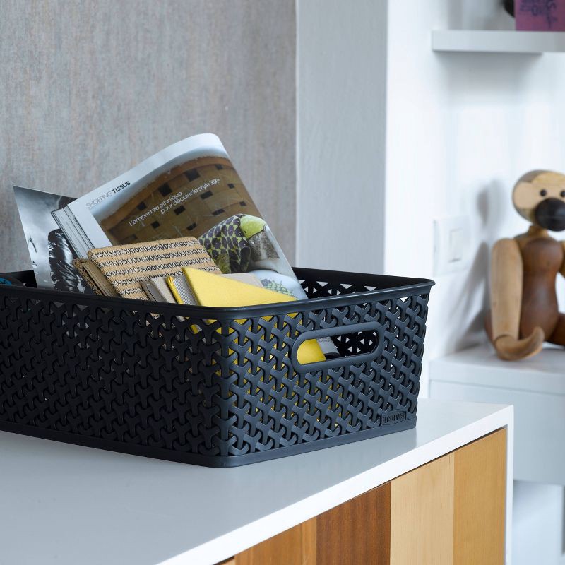 slide 7 of 7, Y-Weave Medium Decorative Storage Basket Black - Brightroom™, 1 ct