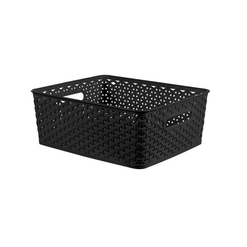 slide 1 of 7, Y-Weave Medium Decorative Storage Basket Black - Brightroom™, 1 ct