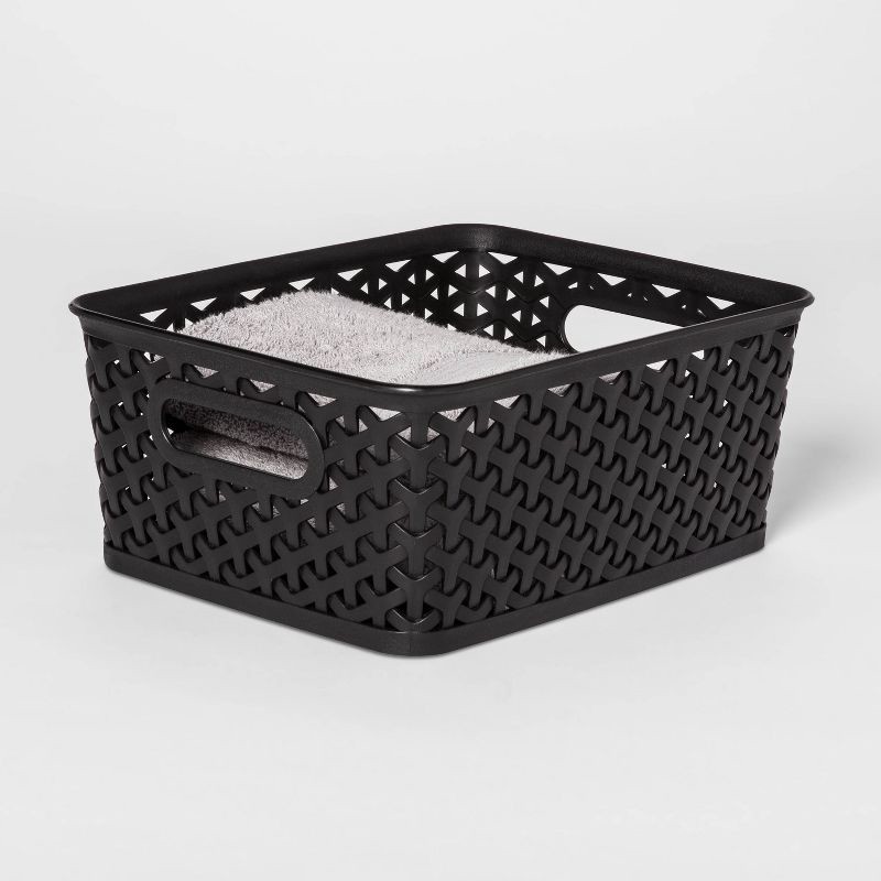 slide 2 of 5, Y-Weave Small Decorative Storage Basket Black - Brightroom™: BPA-Free Polypropylene, Fits 11" Cube System, 4L Capacity, 4 liter