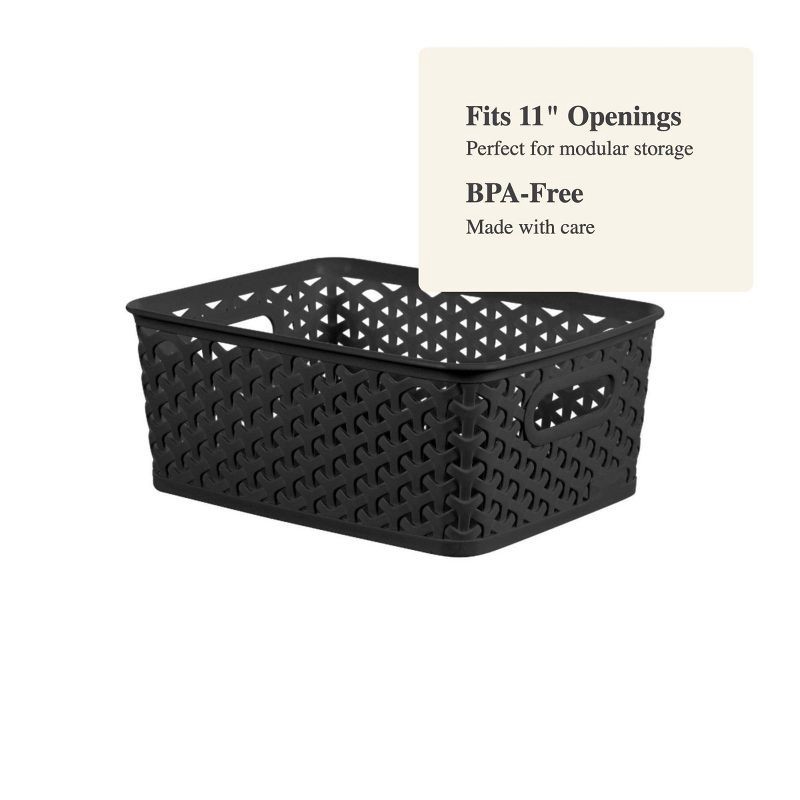 slide 4 of 6, Y-Weave Small Decorative Storage Basket Black - Brightroom™: Polypropylene, Fits 11" Cube System, 4L Capacity, 4 liter