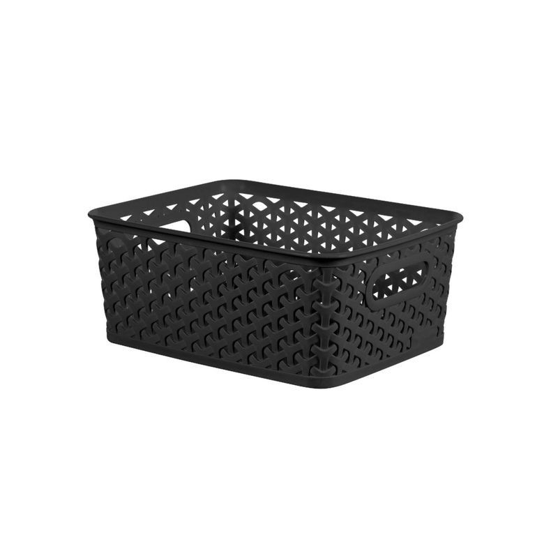 slide 1 of 5, Y-Weave Small Decorative Storage Basket Black - Brightroom™: BPA-Free Polypropylene, Fits 11" Cube System, 4L Capacity, 4 liter