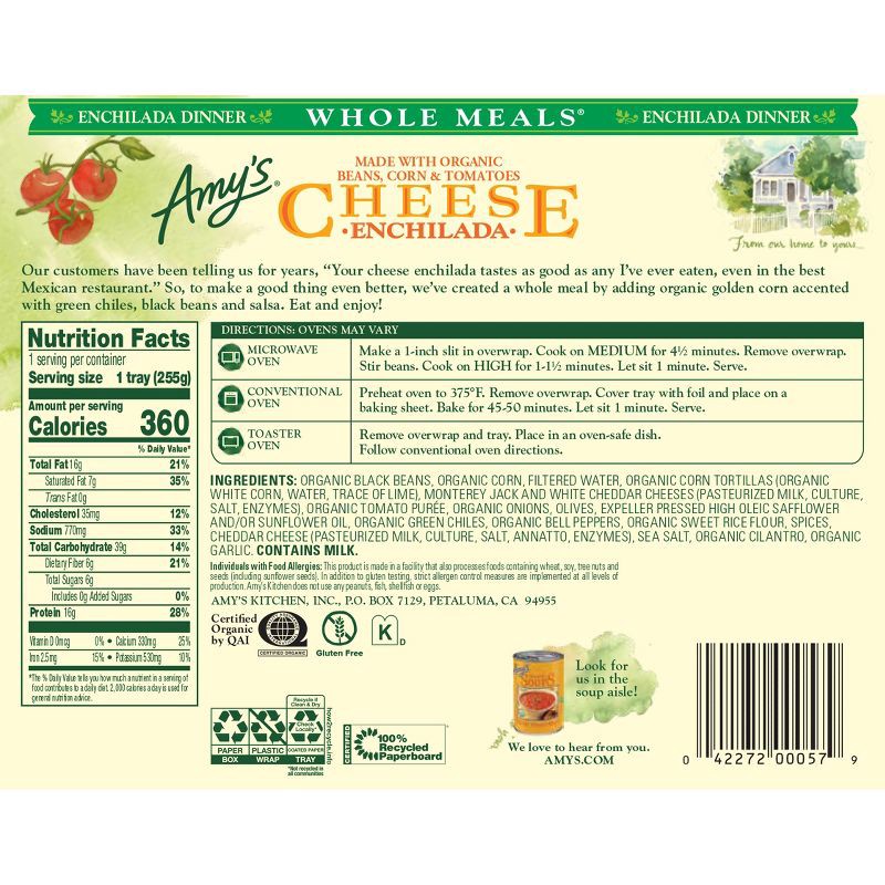 slide 3 of 4, Amy's Gluten Free Frozen Cheese Enchilada Meal - 9oz, 9 oz