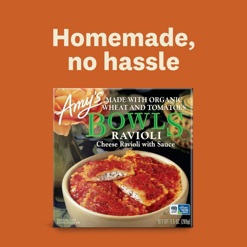 slide 9 of 11, Amy's Frozen Cheese Ravioli with Sauce Bowl - 9.5oz, 9.5 oz