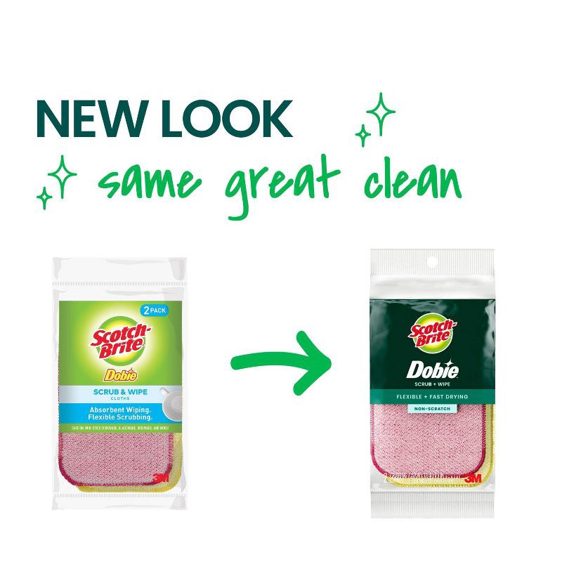 slide 3 of 15, Scotch-Brite Dobie All-Purpose Non-Scratch Scrub and Wipe Cleaning Clothes - 2ct, 2 ct