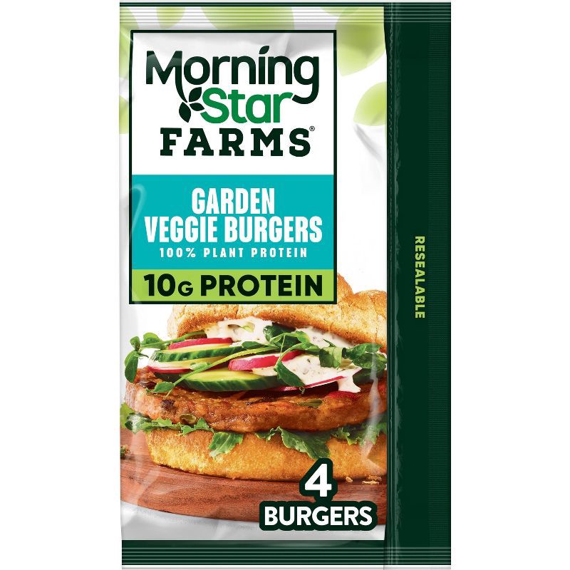 slide 1 of 7, MorningStar Farms Frozen Plant Based Veggie Burgers Garden Veggie - 9.5oz/4ct, 4 ct; 9.5 oz
