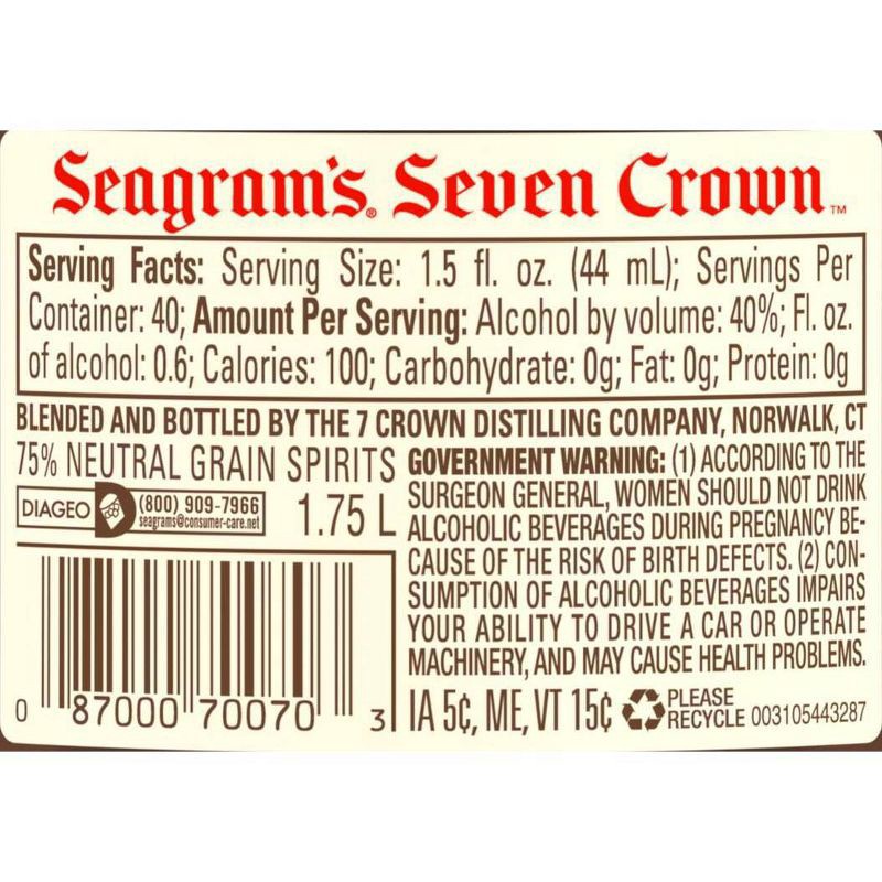 slide 7 of 9, Seagram's 7 Crown American Whiskey - 1.75L Bottle, 1.75 liter