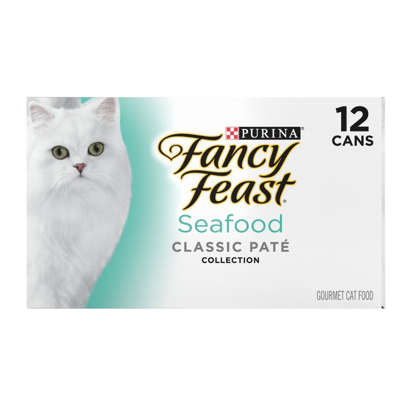 slide 5 of 8, Purina Fancy Feast Classic Paté Gourmet Tuna, Fish, Shrimp and Salmon Flavor Variety Pack Wet Cat Food - 3oz/12ct, 12 ct; 3 oz