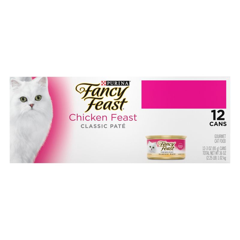 slide 2 of 8, Purina Fancy Feast Chicken Feast Classic Paté Chicken Flavor Wet Cat Food Cans - 3oz/12ct Pack, 12 ct; 3 oz