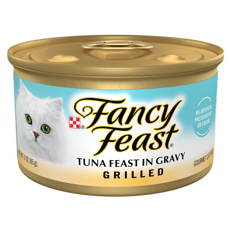 slide 1 of 10, Purina Fancy Feast Grilled Gourmet Wet Cat Food with Fish Flavour Feast In Gravy - 3oz, 3 oz