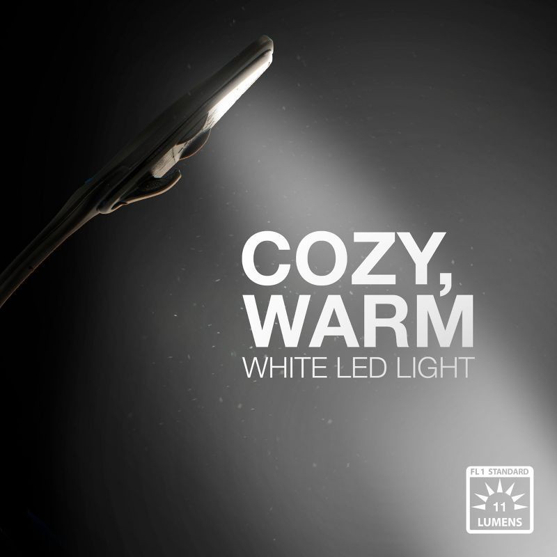 slide 4 of 8, Energizer Clip LED Nightlight: Adjustable Book Light with Clip-On, 11 Lumens, 25-Hour Run Time, Black, 1 ct