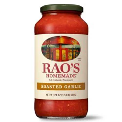 Rao's Homemade Roasted Garlic Tomato Sauce Premium Quality All Natural Tomato Sauce & Pasta Sauce Keto Friendly & Carb Conscious - 24oz
