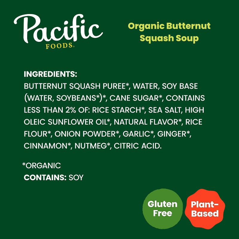 slide 6 of 10, Pacific Foods Plant Based Organic Gluten Free Vegan Creamy Butternut Squash Soup - 32 fl oz, 32 fl oz