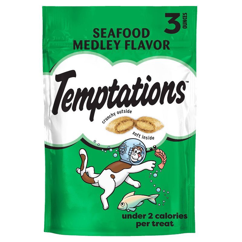 slide 1 of 4, Temptations Seafood Medley Crunchy Cat Treats - 3oz, 3 oz