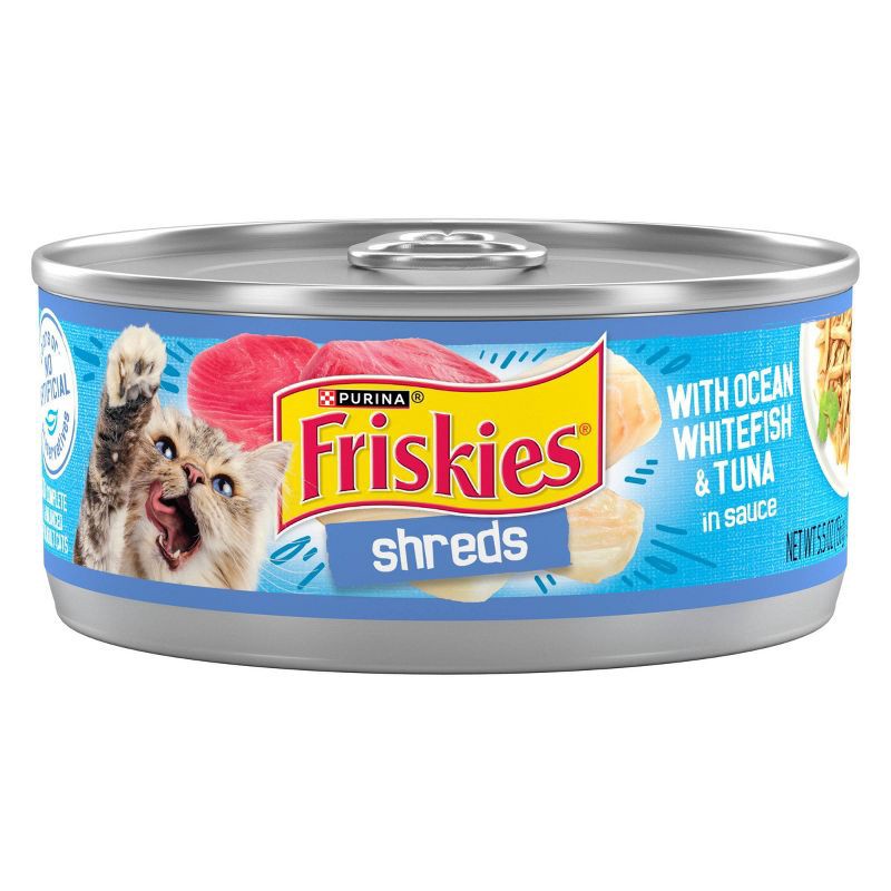 slide 1 of 5, Purina Friskies Shreds Wet Cat Food with Ocean White Fish & Tuna In Sauce - 5.5oz, 5.5 oz