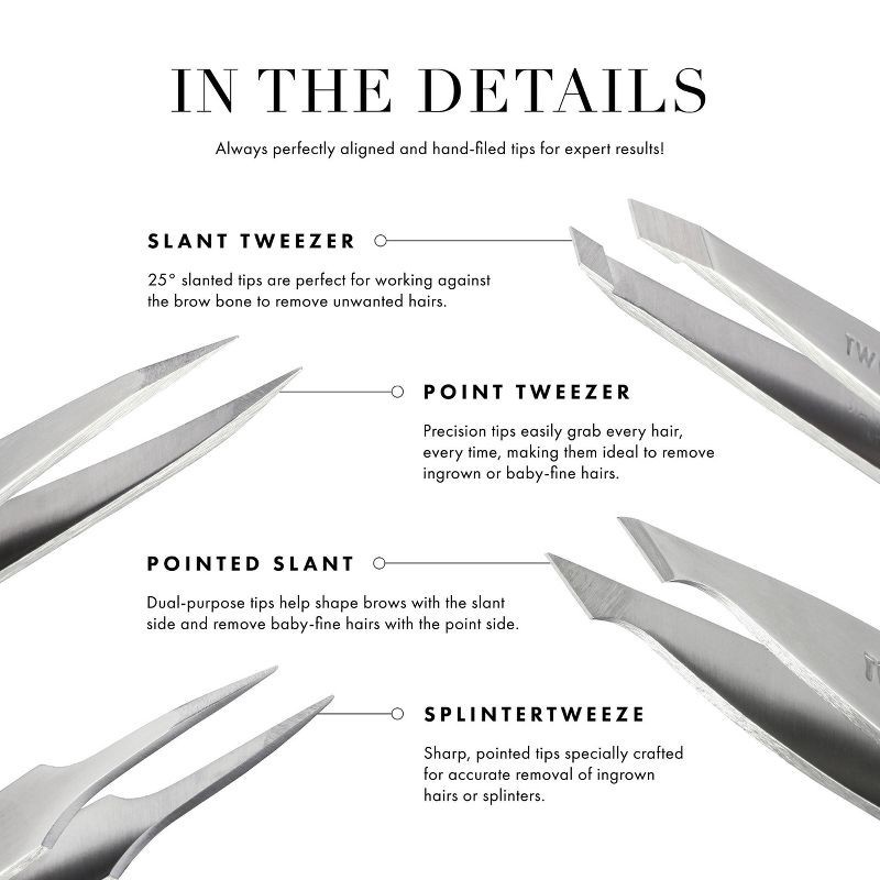 slide 8 of 8, Tweezerman Mini Slant and Point Tweezer Combo Set, 1 ct