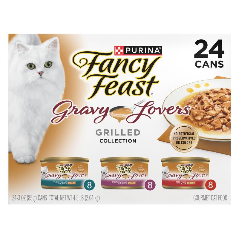 slide 2 of 7, Purina Fancy Feast Gravy Lovers Chicken, Turkey & Beef Flavor Wet Cat Food Cans Variety Pack - 3oz/24ct, 24 ct; 3 oz