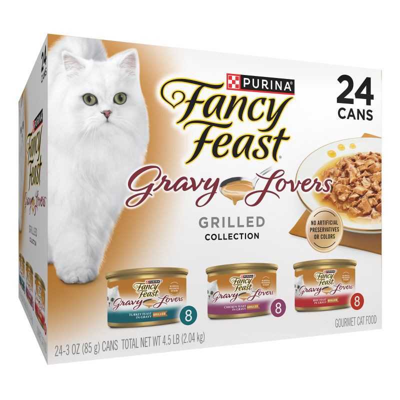 slide 3 of 7, Purina Fancy Feast Gravy Lovers Chicken, Turkey & Beef Flavor Wet Cat Food Cans Variety Pack - 3oz/24ct, 24 ct; 3 oz