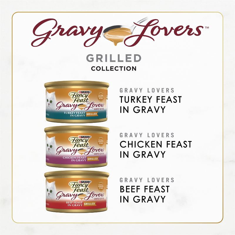 slide 6 of 7, Purina Fancy Feast Gravy Lovers Chicken, Turkey & Beef Flavor Wet Cat Food Cans Variety Pack - 3oz/24ct, 24 ct; 3 oz