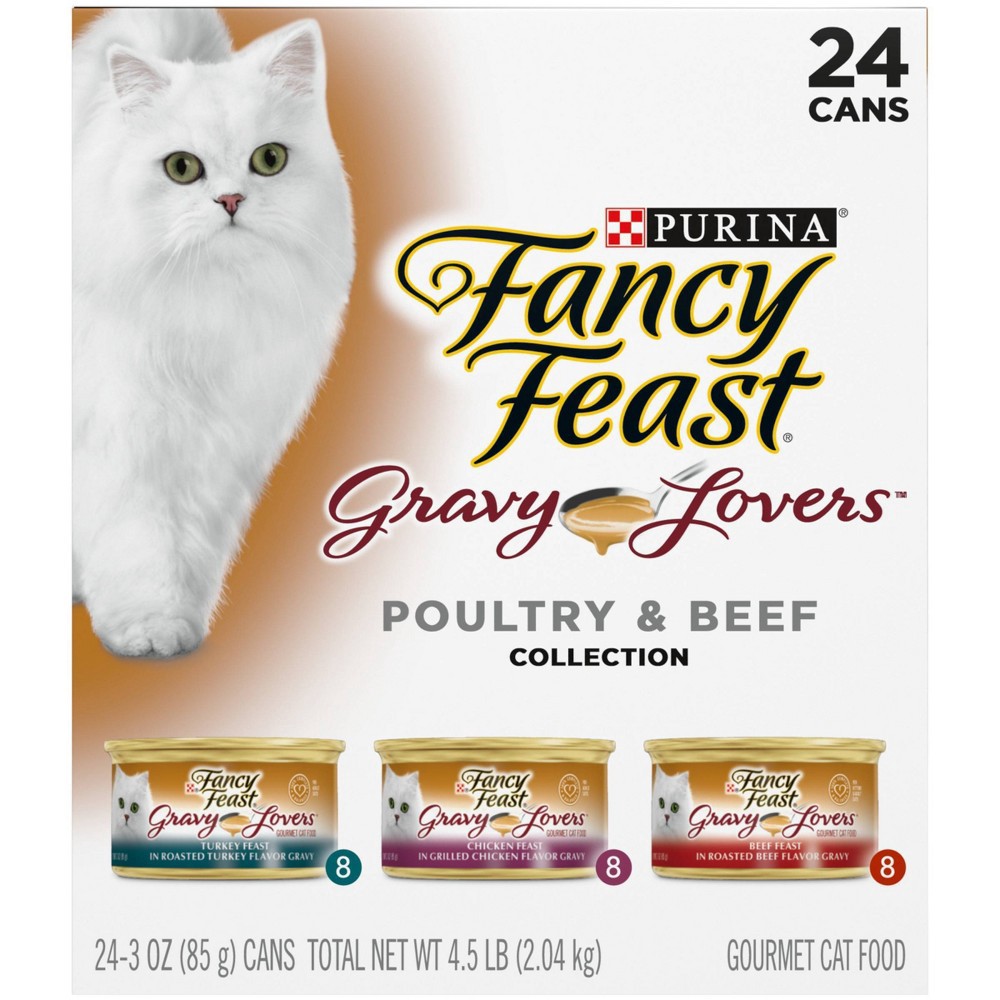 slide 3 of 7, Fancy Feast Purina Fancy Feast Gravy Lovers Poultry with Chicken and Turkey & Beef Collection Gourmet Wet Cat Food - 3oz/24ct Variety Pack, 24 ct; 3 oz