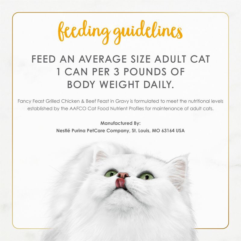 slide 9 of 10, Purina Fancy Feast Grilled Gourmet Wet Cat Food Chicken & Beef Feast In Gravy - 3oz, 3 oz