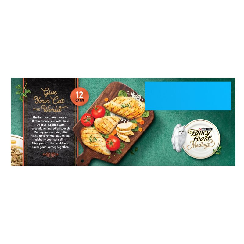 slide 2 of 12, Purina Fancy Feast Medleys Gourmet Wet Cat Food White Meat Chicken with Garden Greens In Sauce - 3oz/12ct Variety Pack, 12 ct; 3 oz