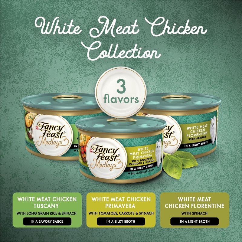 slide 3 of 12, Purina Fancy Feast Medleys Gourmet Wet Cat Food White Meat Chicken with Garden Greens In Sauce - 3oz/12ct Variety Pack, 12 ct; 3 oz