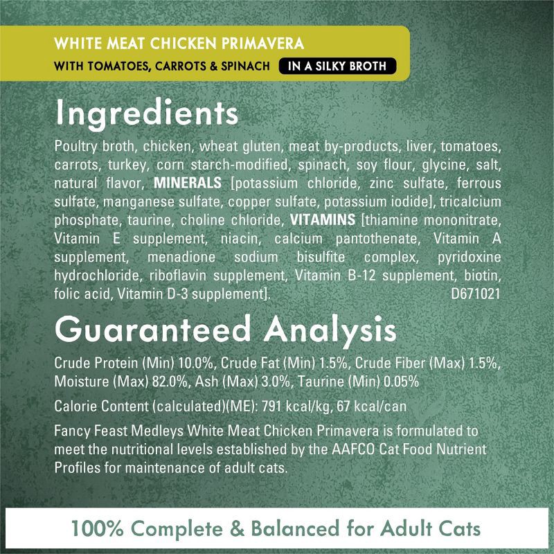 slide 7 of 12, Purina Fancy Feast Medleys Gourmet Wet Cat Food White Meat Chicken with Garden Greens In Sauce - 3oz/12ct Variety Pack, 12 ct; 3 oz