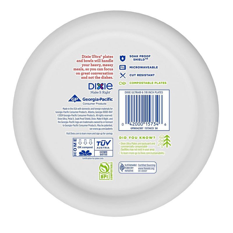 slide 2 of 6, Dixie Ultra 6 7/8" Disposable Plates - 44ct, 44 ct