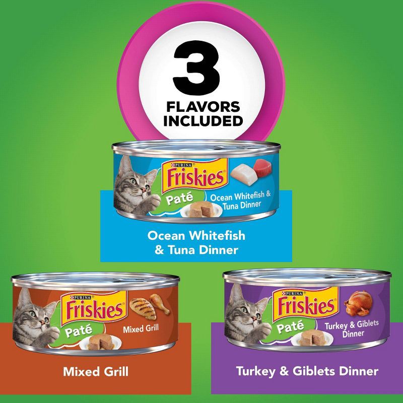 slide 2 of 9, Purina Friskies Paté Wet Cat Food Fish, Tuna, Mixed Grill & Turkey - 5.5oz/24ct Variety Pack, 24 ct; 5.5 oz