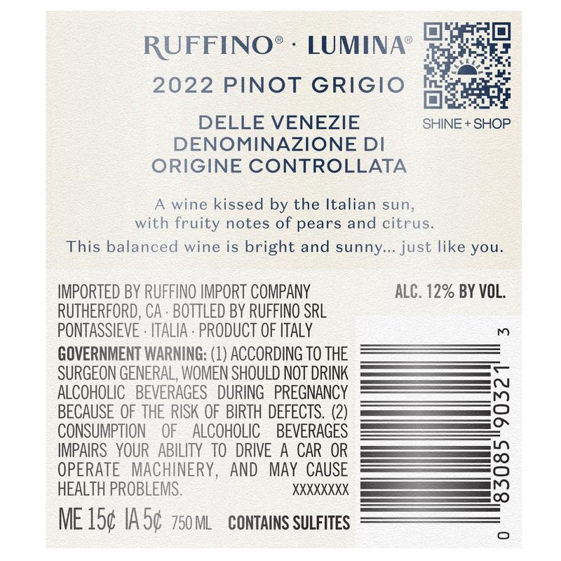 slide 16 of 16, Ruffino Lumina DOC Pinot Grigio Italian White Wine - 750ml Bottle, 750 ml