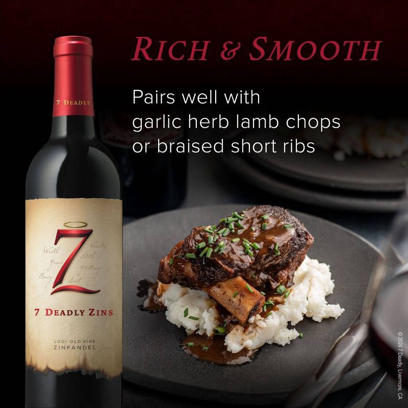 slide 6 of 10, 7 Deadly Zins Old Vine Zinfandel Red Wine - 750ml Bottle, 750 ml