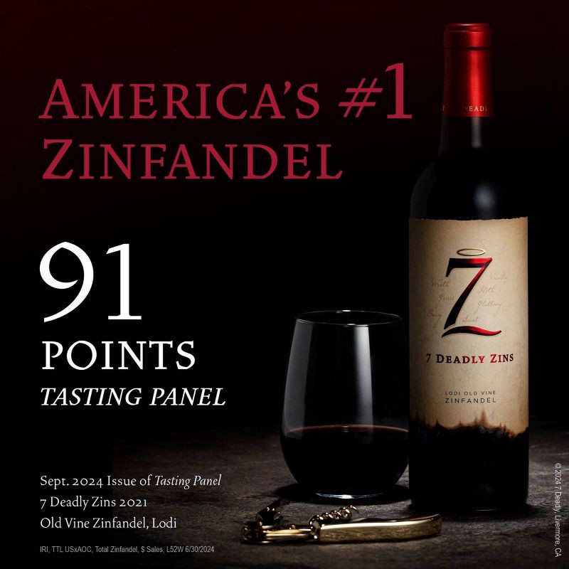 slide 9 of 10, 7 Deadly Zins Old Vine Zinfandel Red Wine - 750ml Bottle, 750 ml