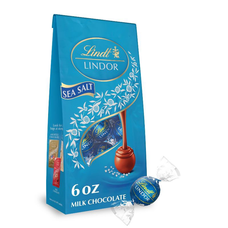 slide 1 of 7, Lindt Lindor Sea Salt Milk Chocolate Candy Truffles - 6 oz., 6 oz