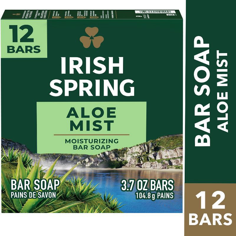 slide 1 of 9, Irish Spring Bar Soap - Aloe 3.7oz/12pk, 12 ct, 3.7 oz