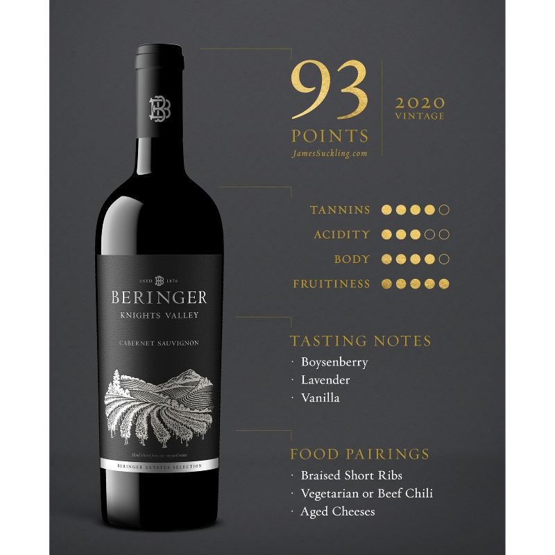 slide 2 of 7, Beringer Knights Valley Cabernet Sauvignon Red Wine - 750ml Bottle, 750 ml