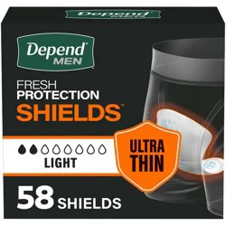 Depend Incontinence Shields/Bladder Control Pads for Men - Light Absorbency - 58ct