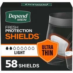 Depend Incontinence Shields/Bladder Control Pads for Men - Light Absorbency - 58ct