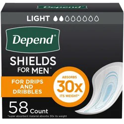 Depend Incontinence Shields/Bladder Control Pads for Men - Light Absorbency - 58ct