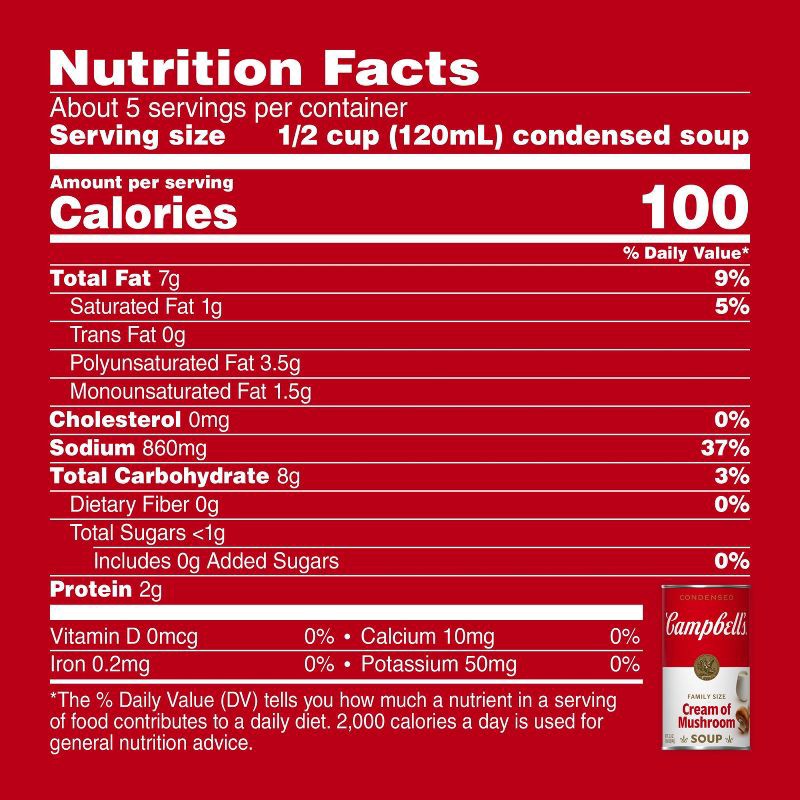 slide 6 of 12, Campbell's Condensed Family Size Cream of Mushroom Soup - 22.6oz, 22.6 oz