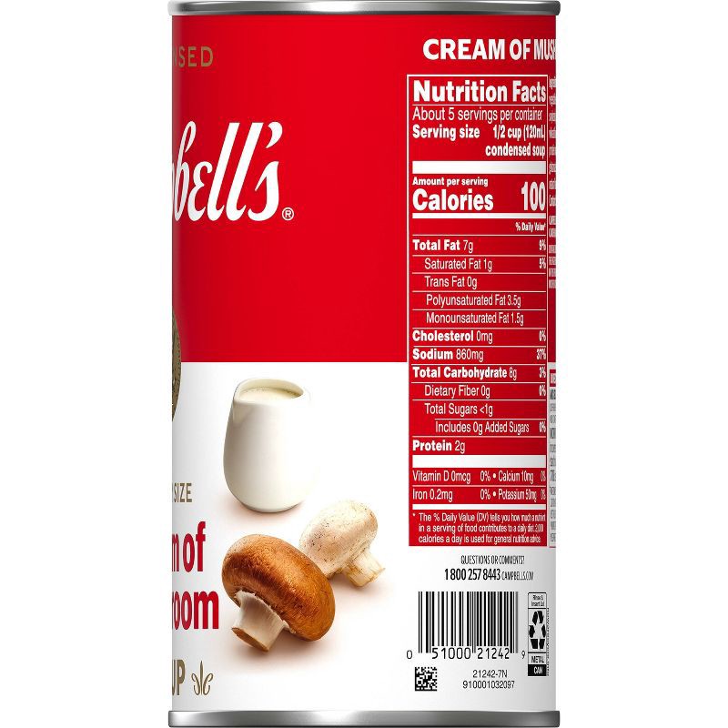 slide 10 of 12, Campbell's Condensed Family Size Cream of Mushroom Soup - 22.6oz, 22.6 oz