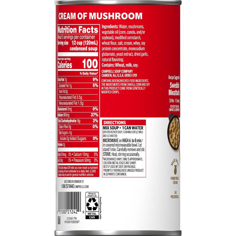 slide 11 of 12, Campbell's Condensed Family Size Cream of Mushroom Soup - 22.6oz, 22.6 oz