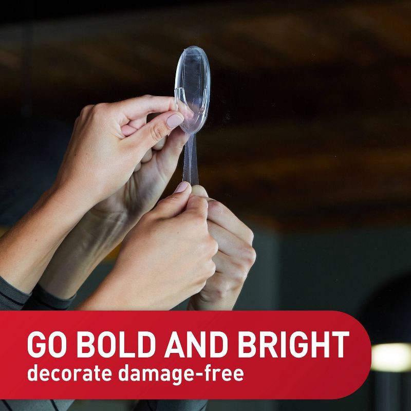 slide 3 of 16, Command Damage-Free Clear Hooks with Adhesive Strips for Christmas Lights and Holiday Decoration, 1 ct